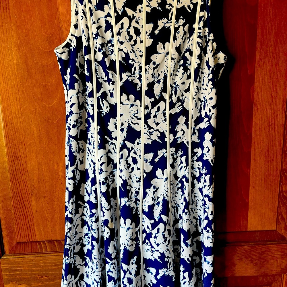 Blue and white, sleeveless Ann Taylor size 6 dress.